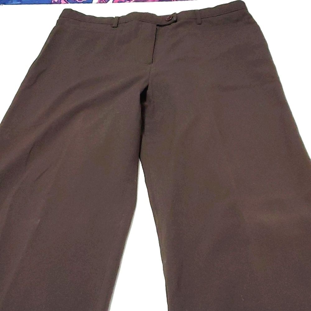 Larry Levine Retro 90s Brown Stretchy Wide Leg Business Casual Pants 8